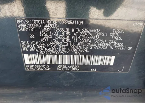 2009 Toyota Rav4 Sport from USA, damaged, VIN JTMZF32V29D005979